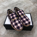 GUCCI HORSEBIT LOAFER IN COLORFUL TWEED AND LAMB FUR LINING
