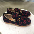 GUCCI HORSEBIT LOAFER IN BLACK MIX RED WOOL AND LAMB FUR LINING