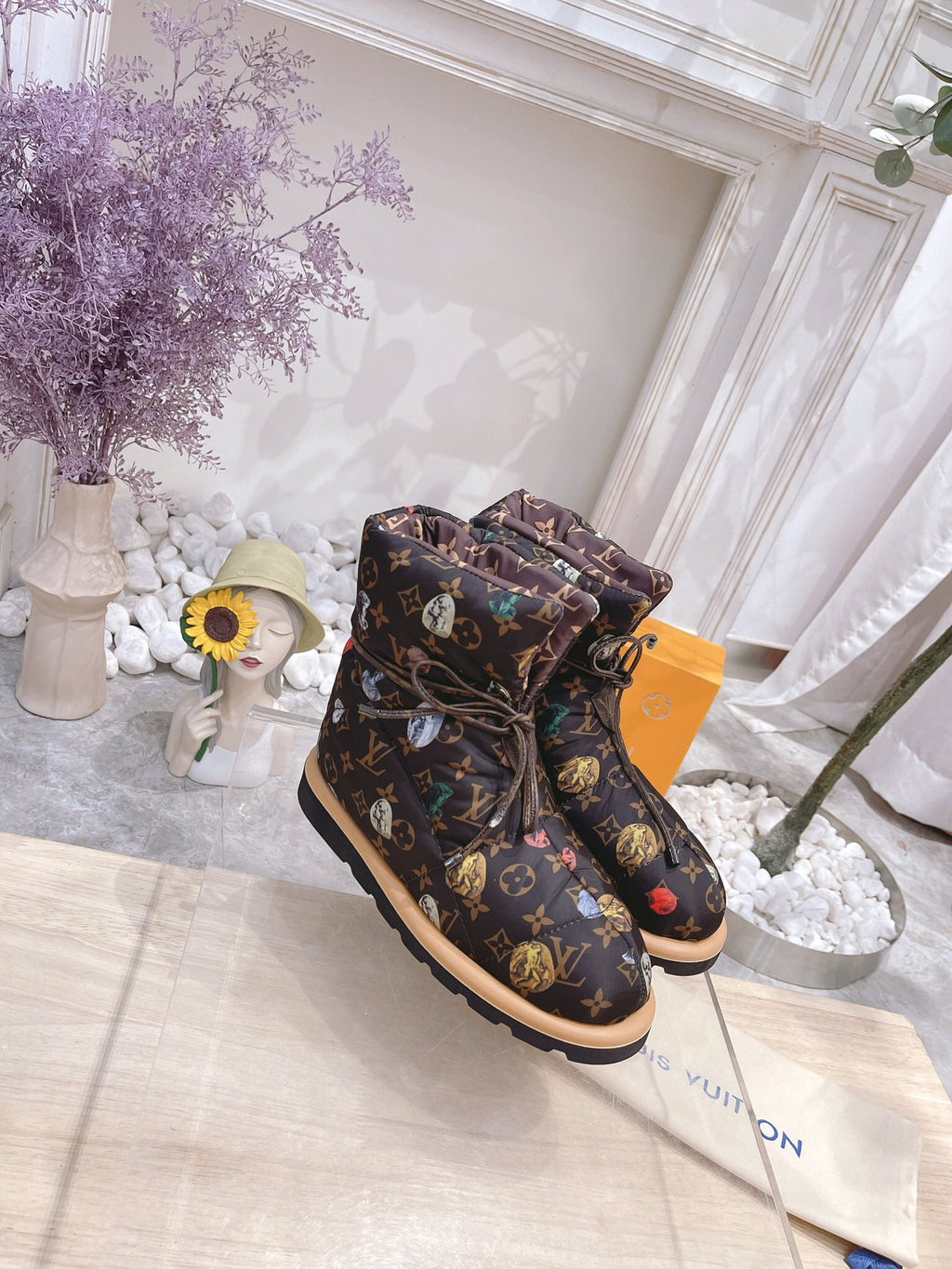 LOUIS VUITTON PILLOW COMFORT ANKLE BOOTS IN CHOCOLATE BROWN MONOGRAM NYLON