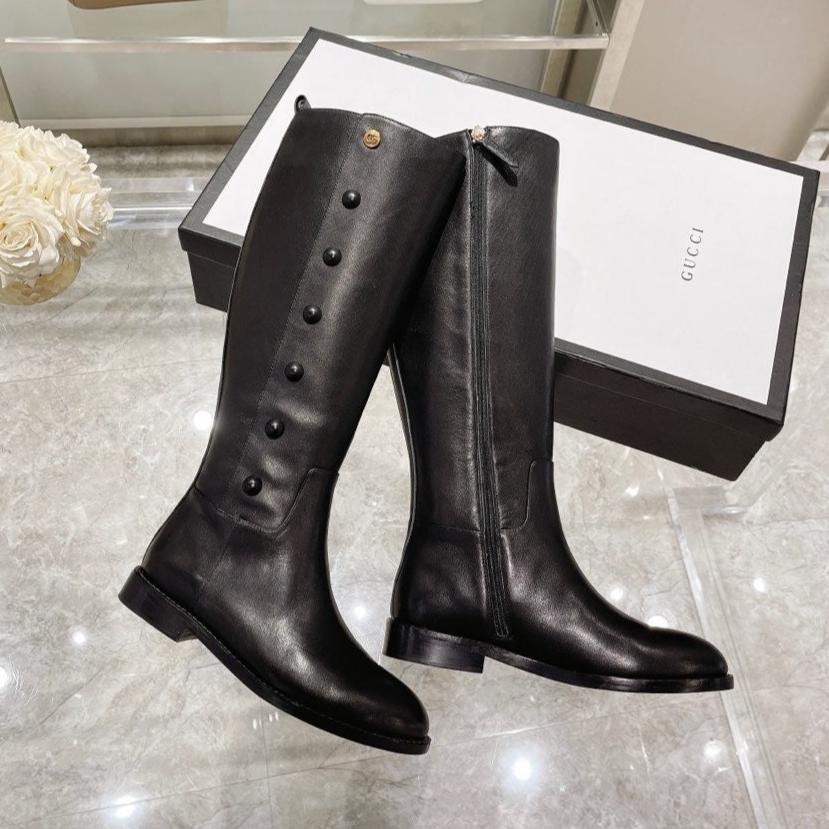 GUCCI CLASSIC KNEE HIGH BOOTS IN BLACK IMPORTED CALFSKIN