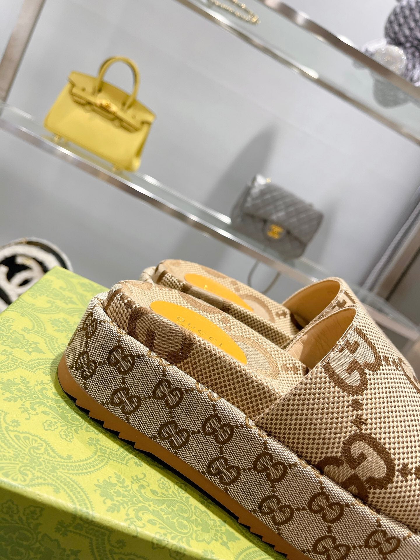 LOUIS VUITTON LV MONOGRAM THICK PLATFORM SANDALS IN BEIGE CANVAS