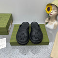 GUCCI PLATFORM PERFORATED G SANDAL BLACK IP FOAM