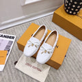 LOUIS VUITTON LV WOMEN'S DRIVER MOCCASIN IN WHITE EMBOSSED CALFSKIN