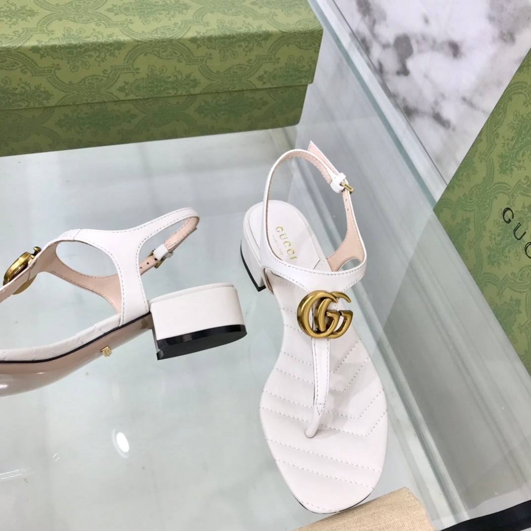 GUCCI MARMONT 25 SANDAL WHITE CALKSKIN
