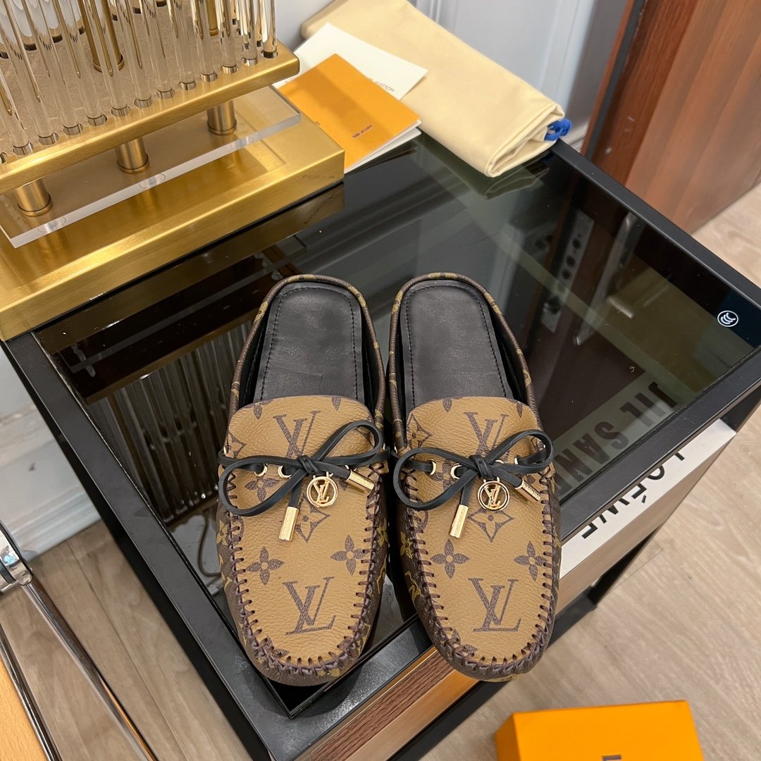 LOUIS VUITTON LV COSY FLAT CLASSIC MONOGRAM PALE BROWN