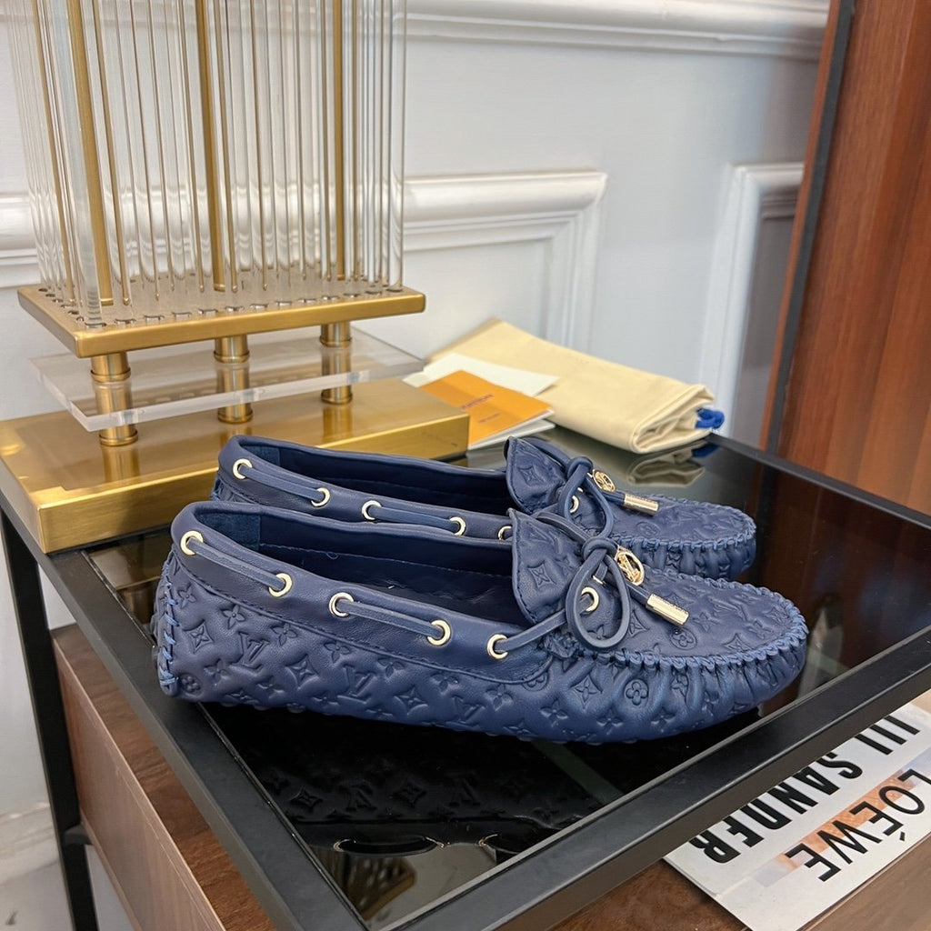 LOUIS VUITTON LV GLORIA FLAT LOAFER LOGO STAMPING DARK BLUE