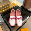 LOUIS VUITTON LV GLORIA FLAT LOAFER LOGO STAMPING WHITE PINK