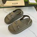 GUCCI HORSEBIT FLATFORM SANDAL 5 CM IN ARMY GREEN IMPORTED TPU
