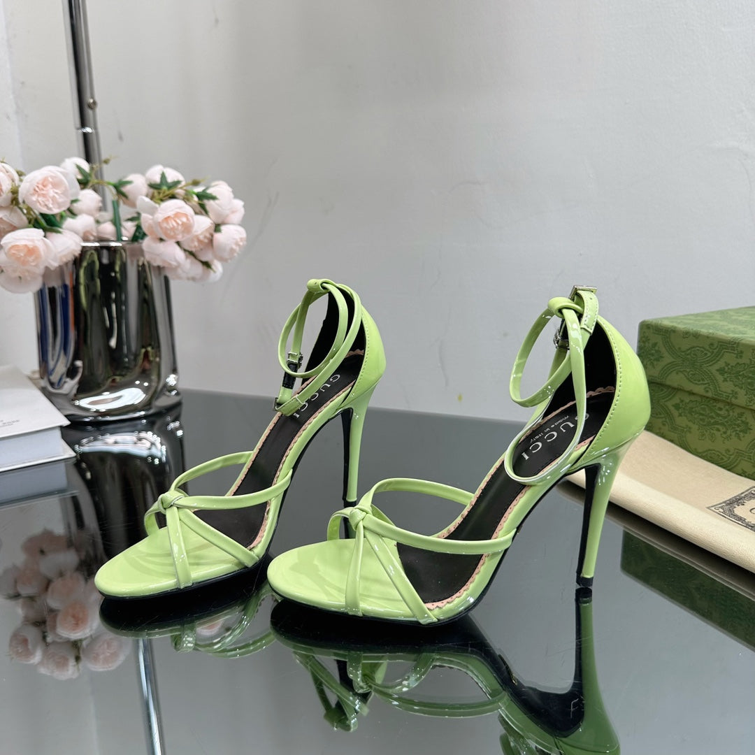 GUCCI 105 STRAPPY SANDAL LIGHT GREEN LAMBSKIN