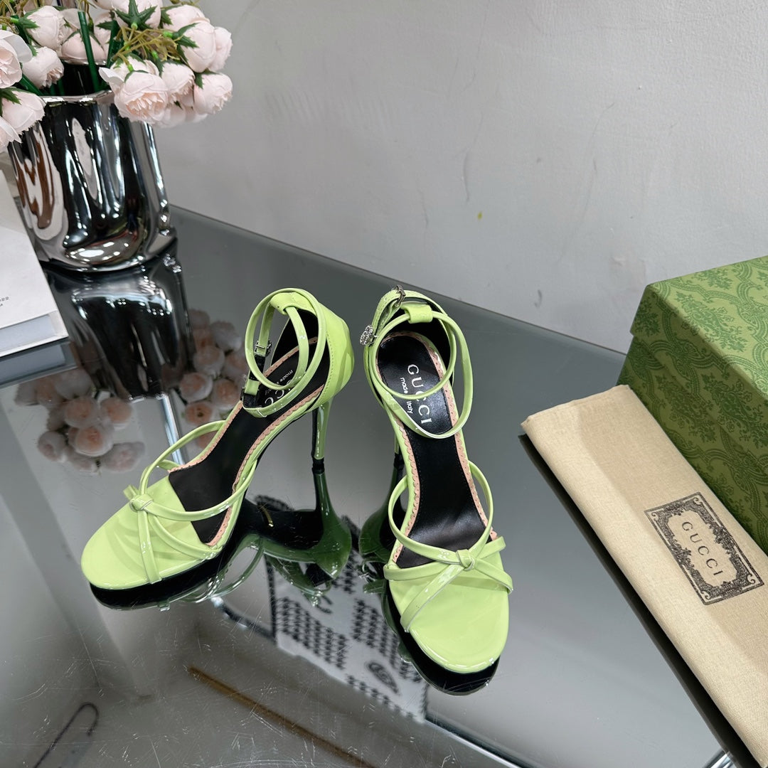 GUCCI 105 STRAPPY SANDAL LIGHT GREEN LAMBSKIN