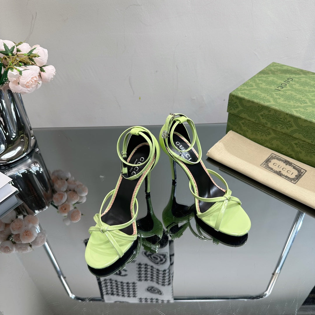 GUCCI 105 STRAPPY SANDAL LIGHT GREEN LAMBSKIN