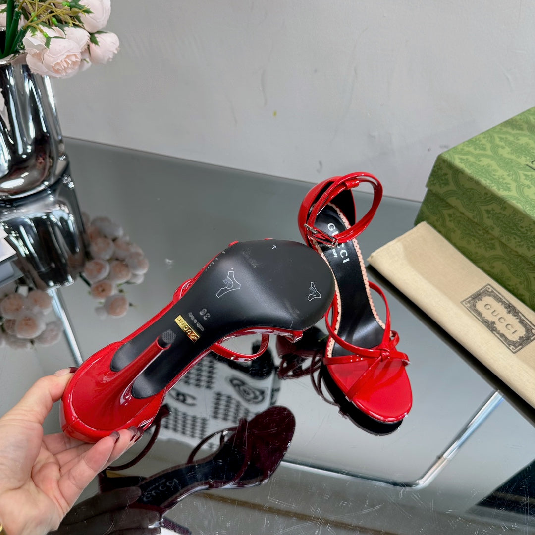 GUCCI 105 STRAPPY SANDAL CRIMSON LAMBSKIN