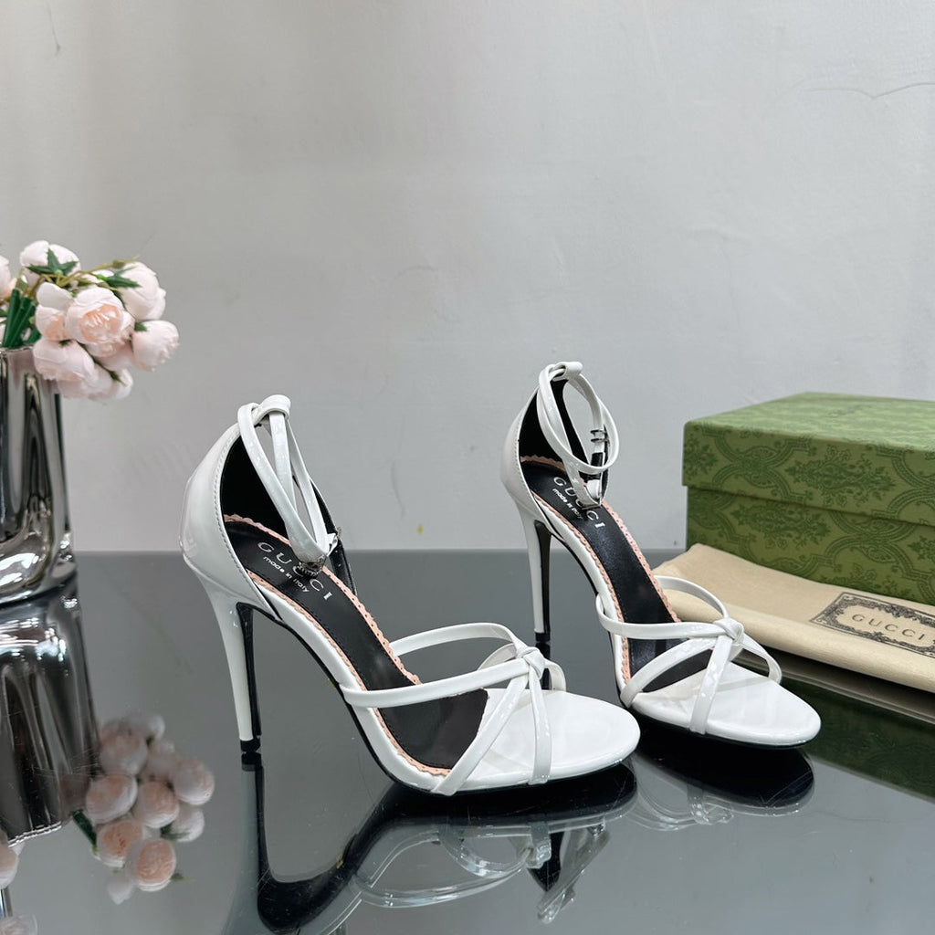 GUCCI 105 STRAPPY SANDAL WHITE LAMBSKIN