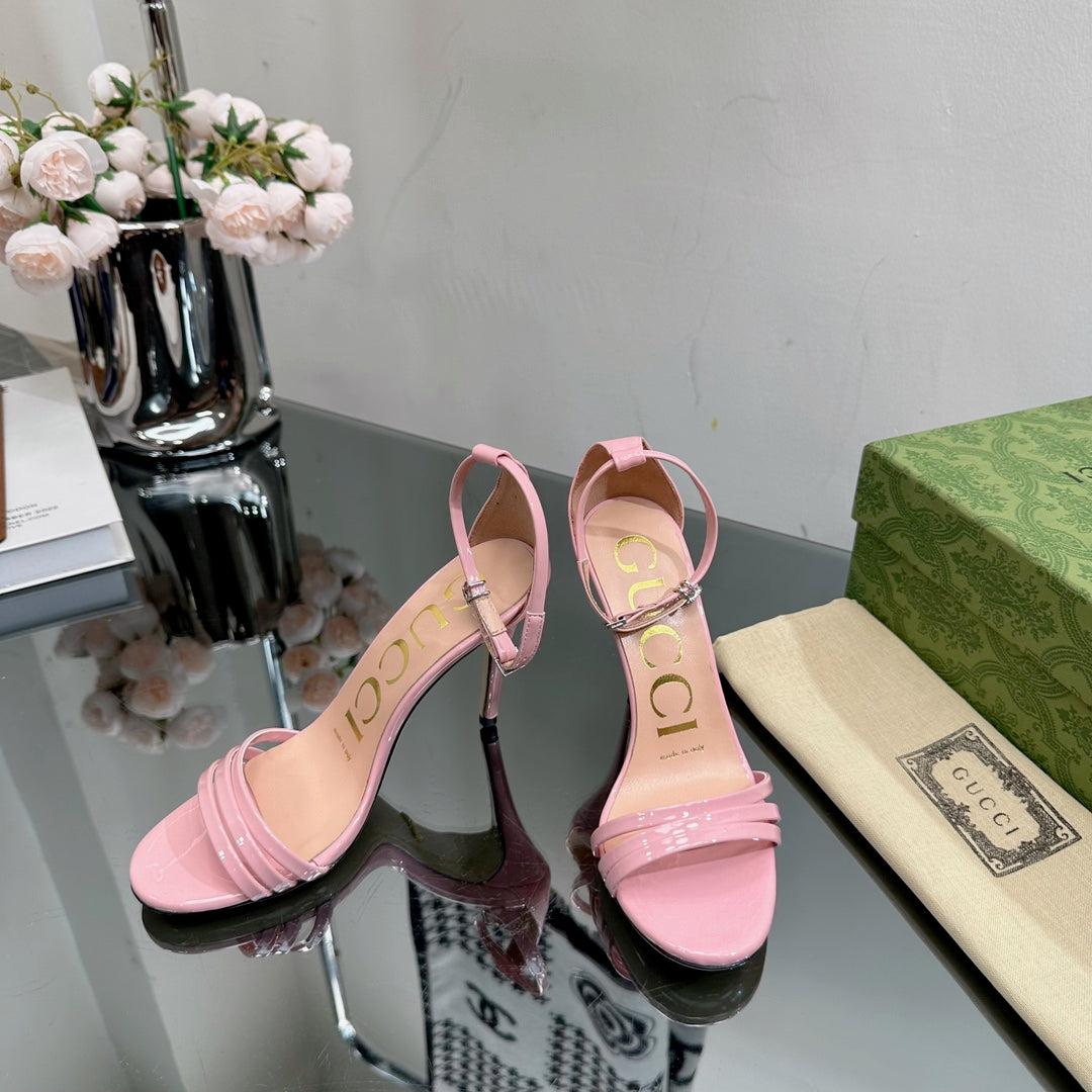 GUCCI 105 HIGH HEEL SANDAL LIGHT PINK LAMBSKIN