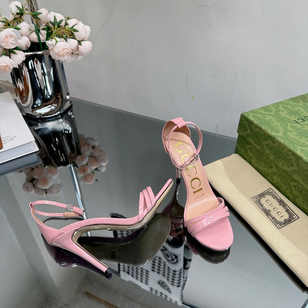 GUCCI 105 HIGH HEEL SANDAL LIGHT PINK LAMBSKIN