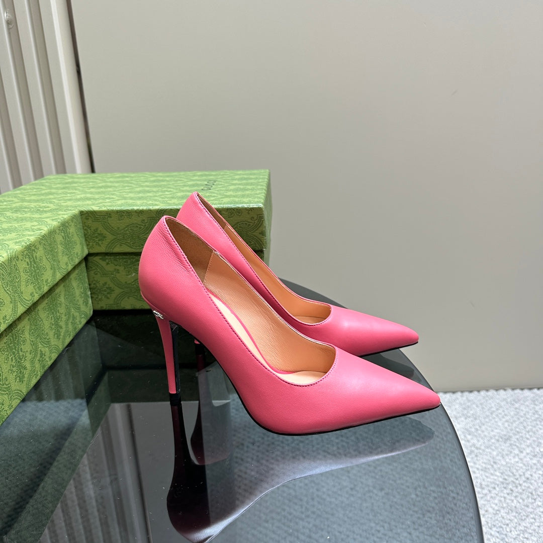 GUCCI 105 BASIC HIGH HEEL HOT PINK LAMBSKIN