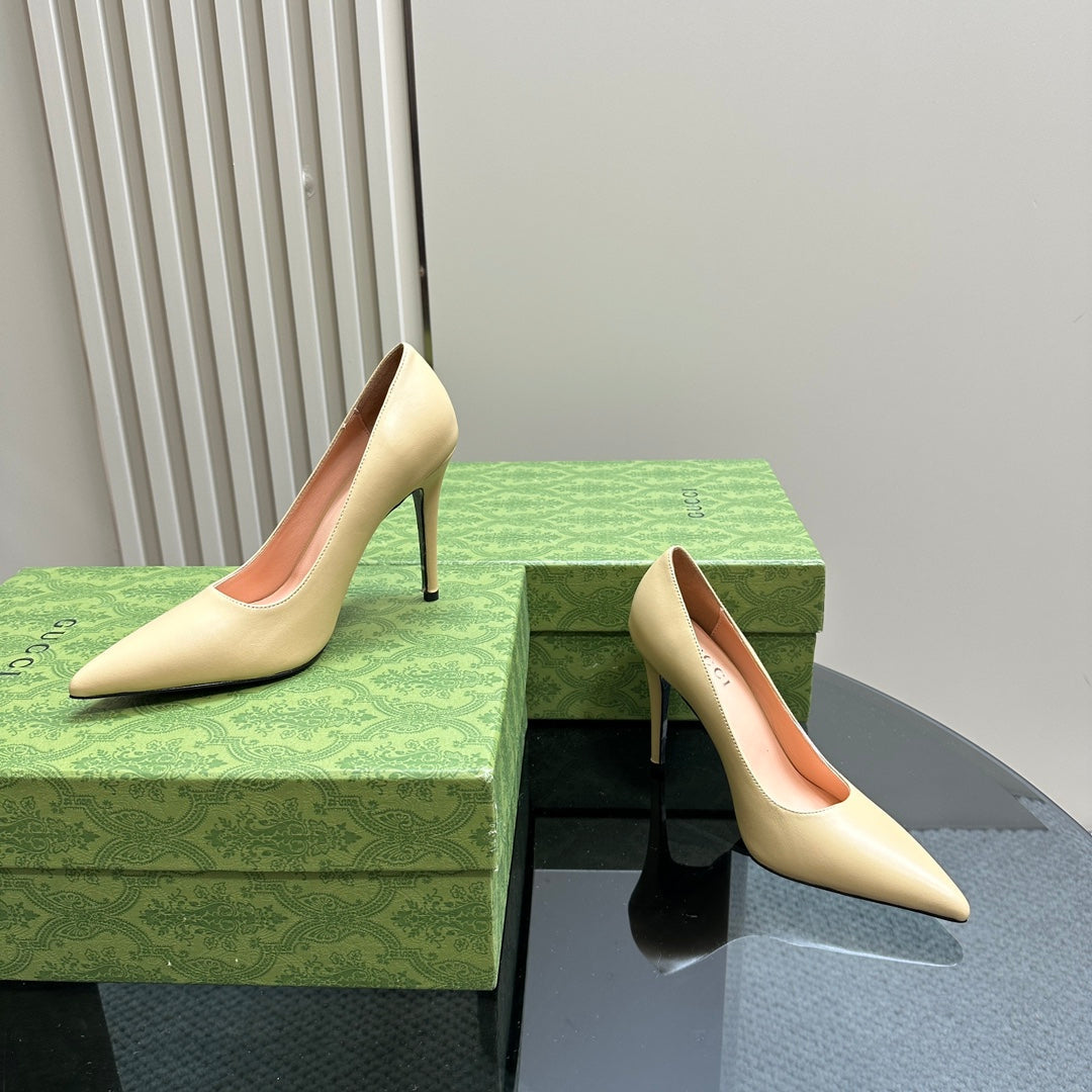 GUCCI 105 BASIC HIGH HEEL CREAM LAMBSKIN