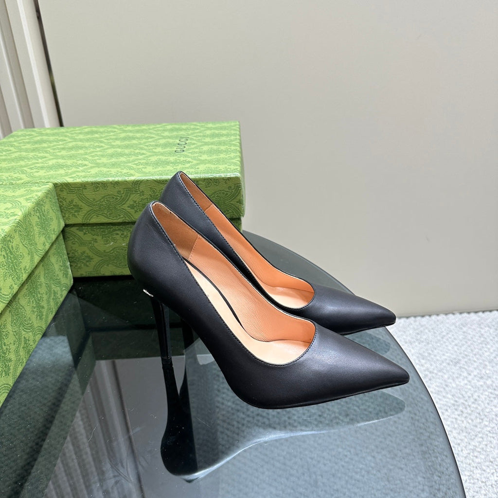 GUCCI 105 BASIC HIGH HEEL BLACK LAMBSKIN