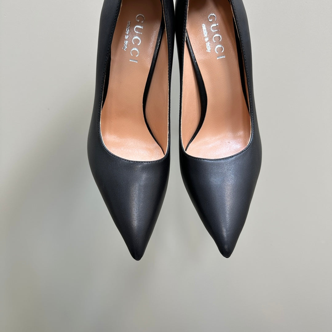 GUCCI 105 BASIC HIGH HEEL BLACK LAMBSKIN
