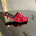 GUCCI VELVET HIGH HEEL SANDALS WITH BEAUTIFUL LOGO DETAILS WINE RED