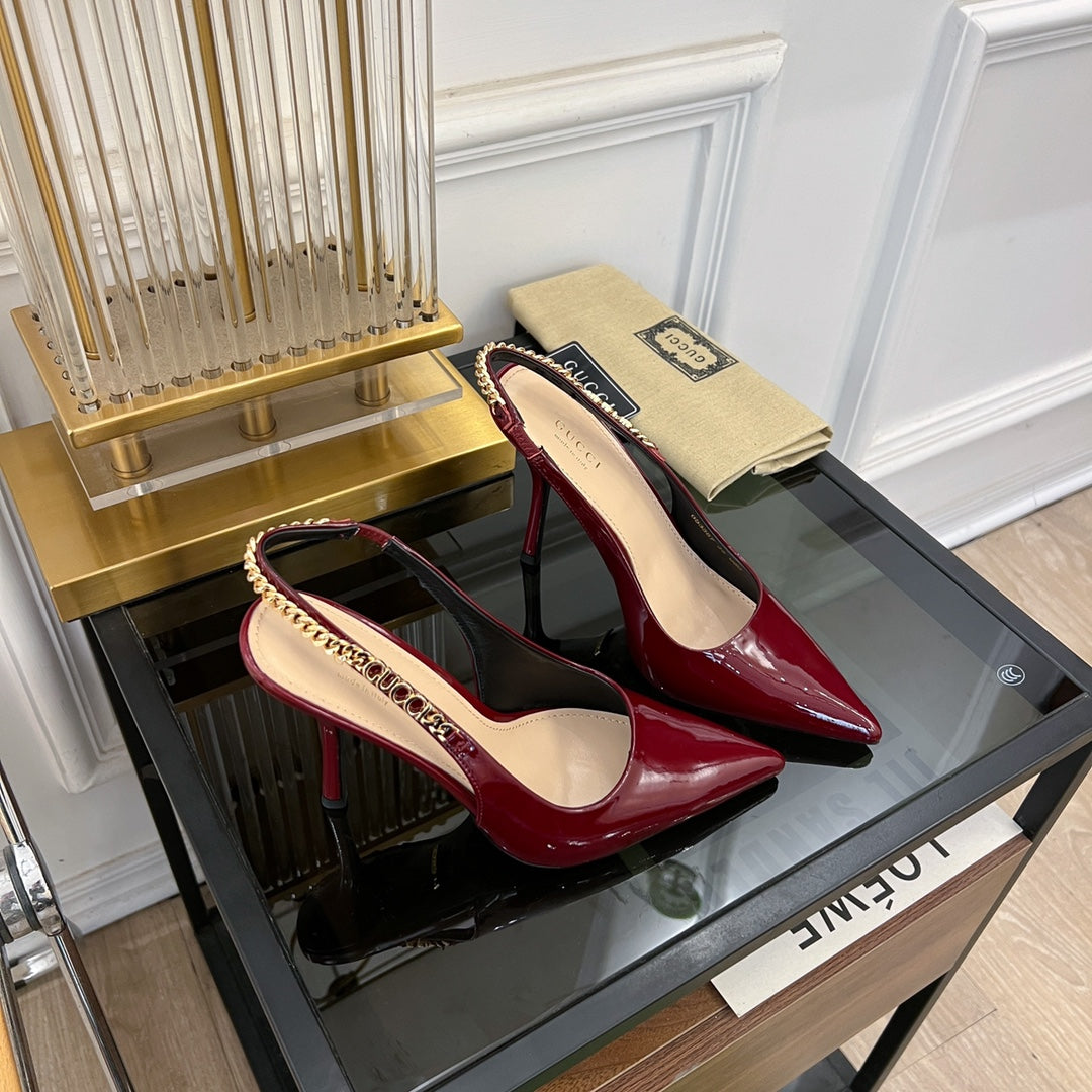 GUCCI SIGNORIA SLINGBACK PUMP JAM LAMBSKIN