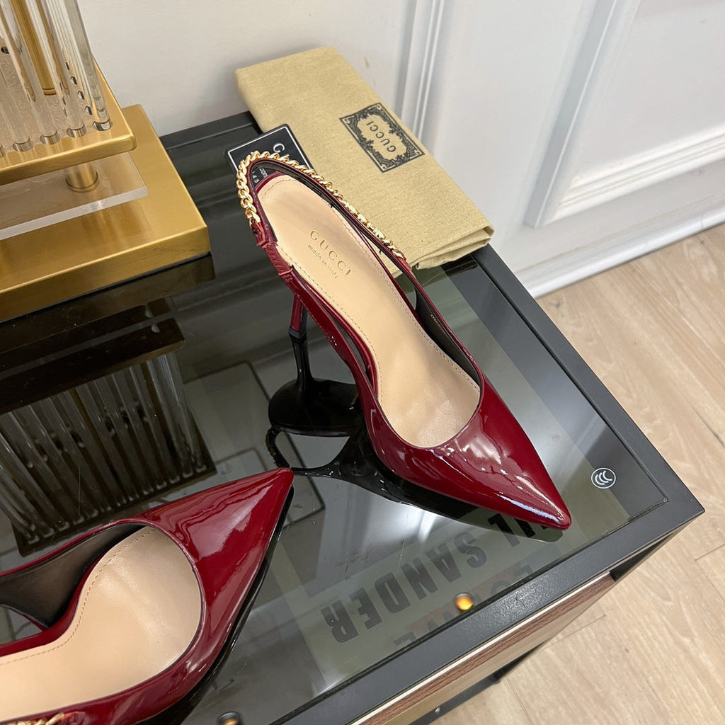 GUCCI SIGNORIA SLINGBACK PUMP JAM LAMBSKIN