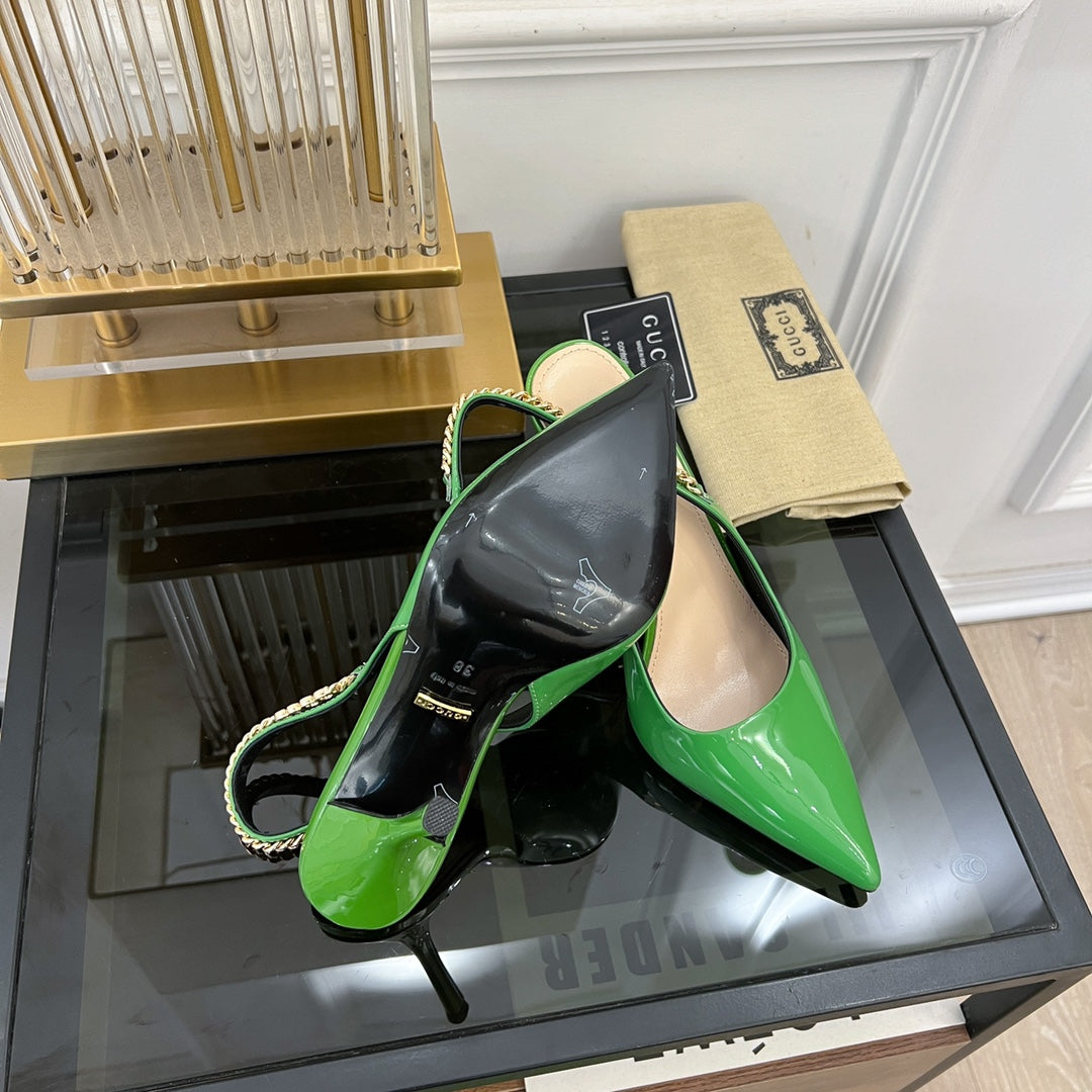 GUCCI SIGNORIA SLINGBACK PUMP EMERALD LAMBSKIN