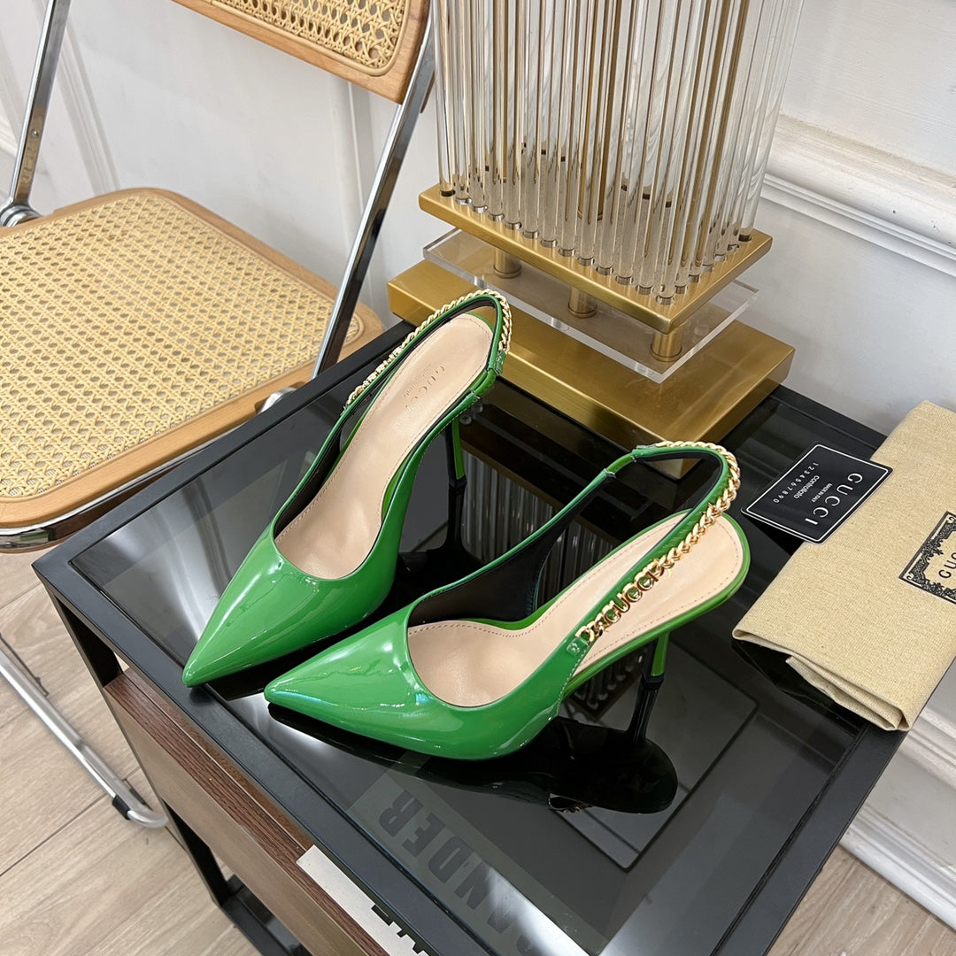 GUCCI SIGNORIA SLINGBACK PUMP EMERALD LAMBSKIN