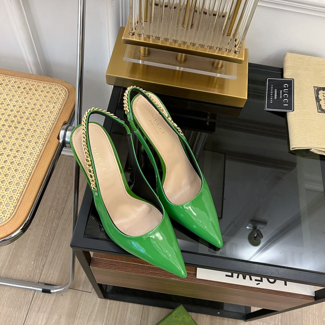 GUCCI SIGNORIA SLINGBACK PUMP EMERALD LAMBSKIN
