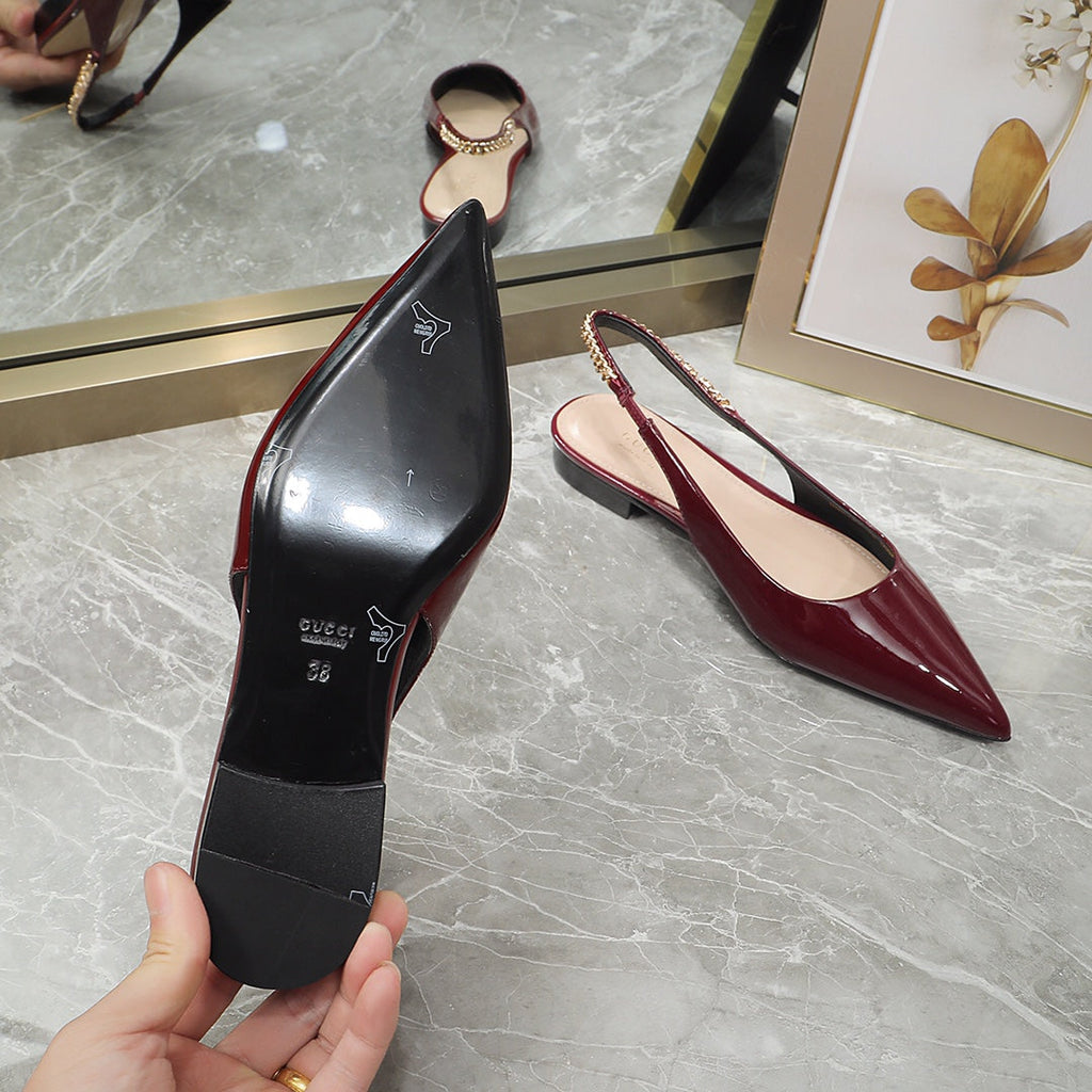 GUCCI Signoria Ballet Flat red wine