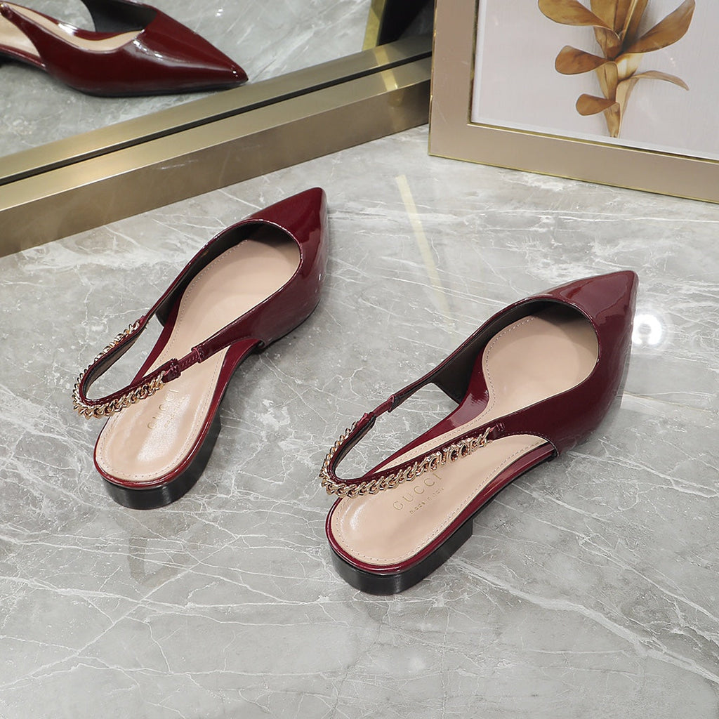 GUCCI Signoria Ballet Flat red wine