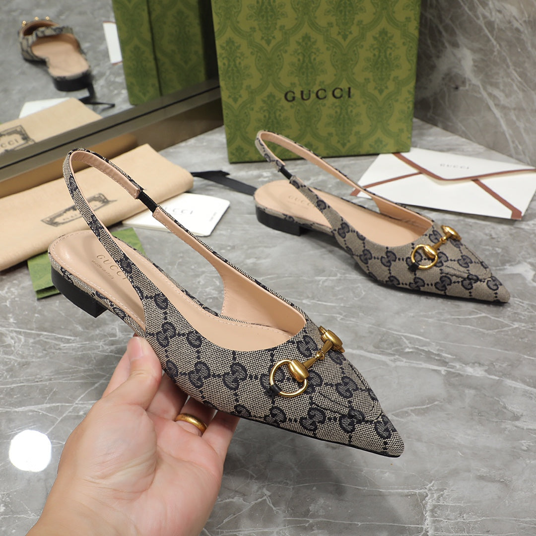 GUCCI Flat Sandals Black Caro