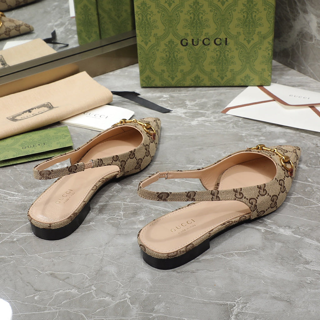 GUCCI Flat Sandals Brown Caro