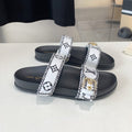 LOUIS VUITTON LV WOMEN SUNSET DAD SANDAL IN WHITE MIX BLACK MONOGRAM FABRIC MULE