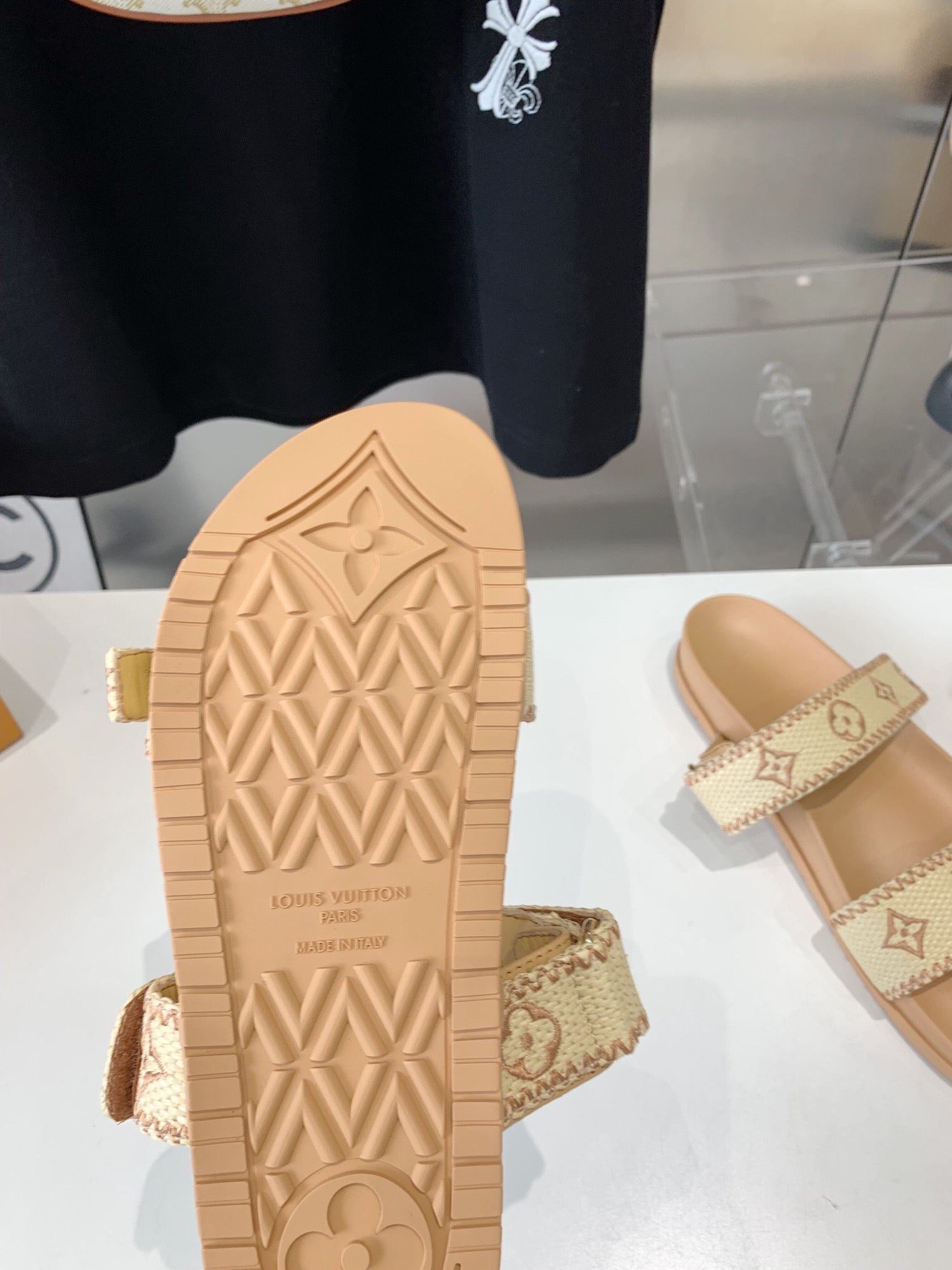 LOUIS VUITTON LV WOMEN SUNSET DAD SANDAL IN BEIGE MONOGRAM FABRIC MULE