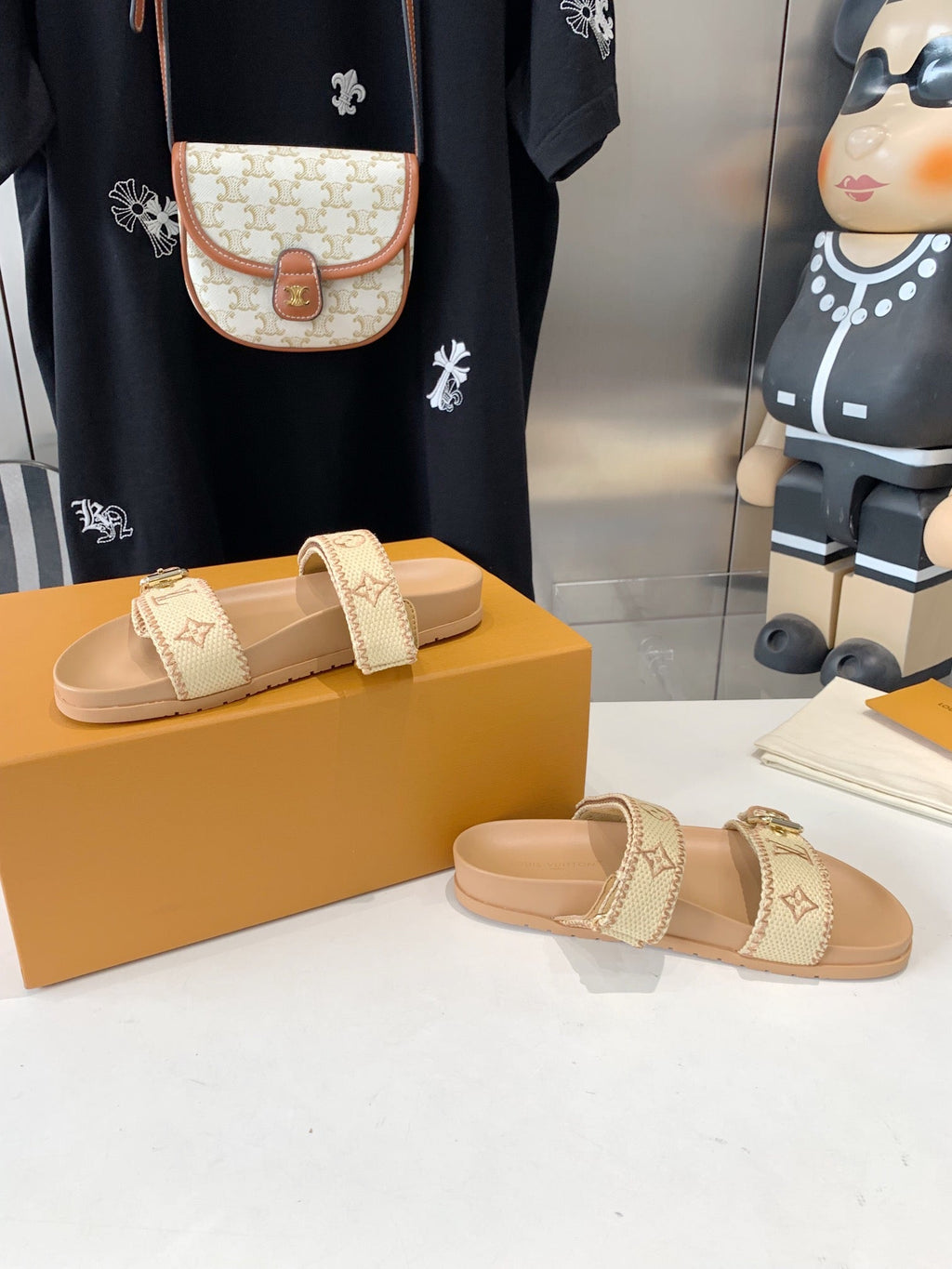 LOUIS VUITTON LV WOMEN SUNSET DAD SANDAL IN BEIGE MONOGRAM FABRIC MULE