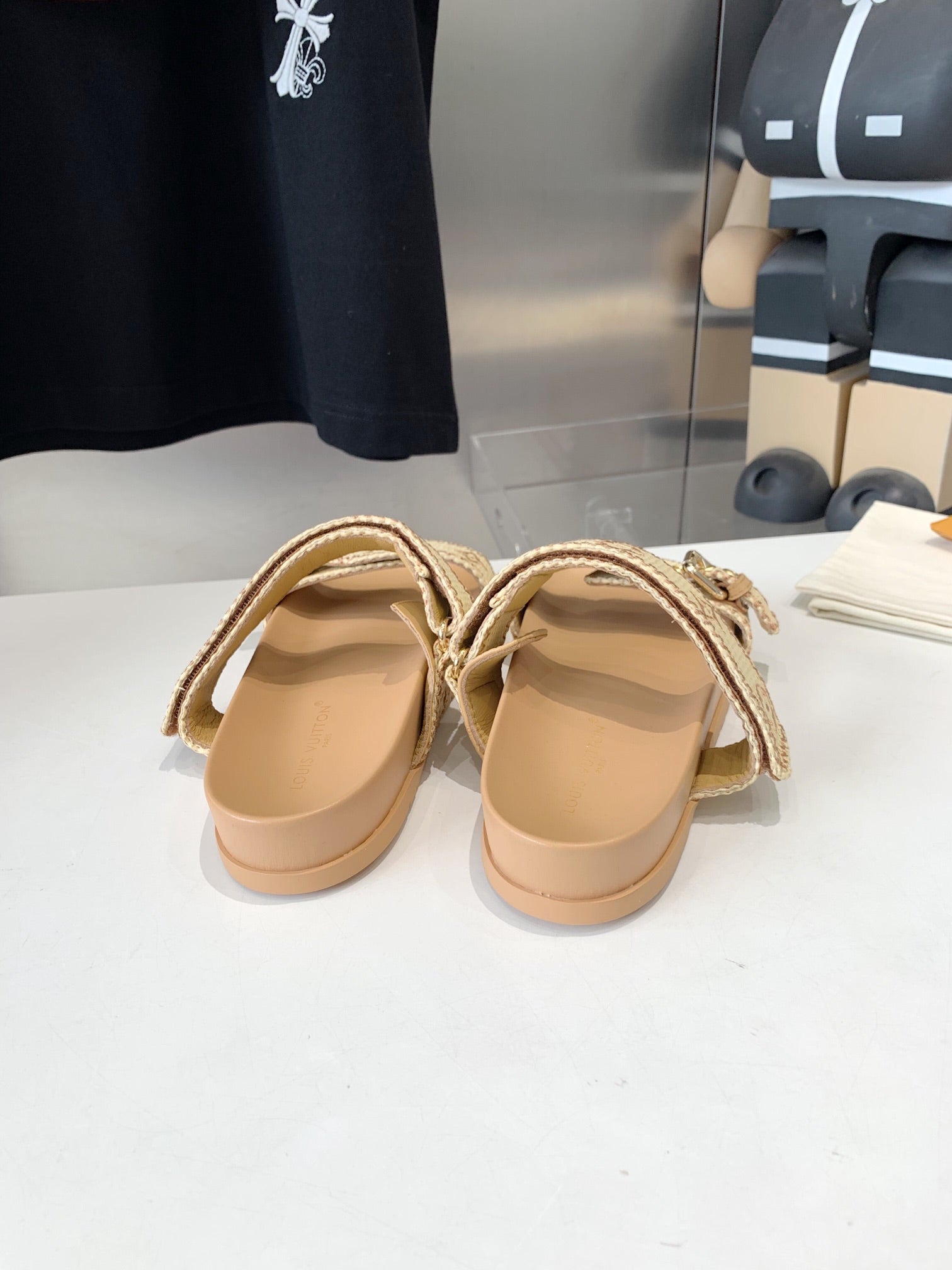 LOUIS VUITTON LV WOMEN SUNSET DAD SANDAL IN BEIGE MONOGRAM FABRIC MULE