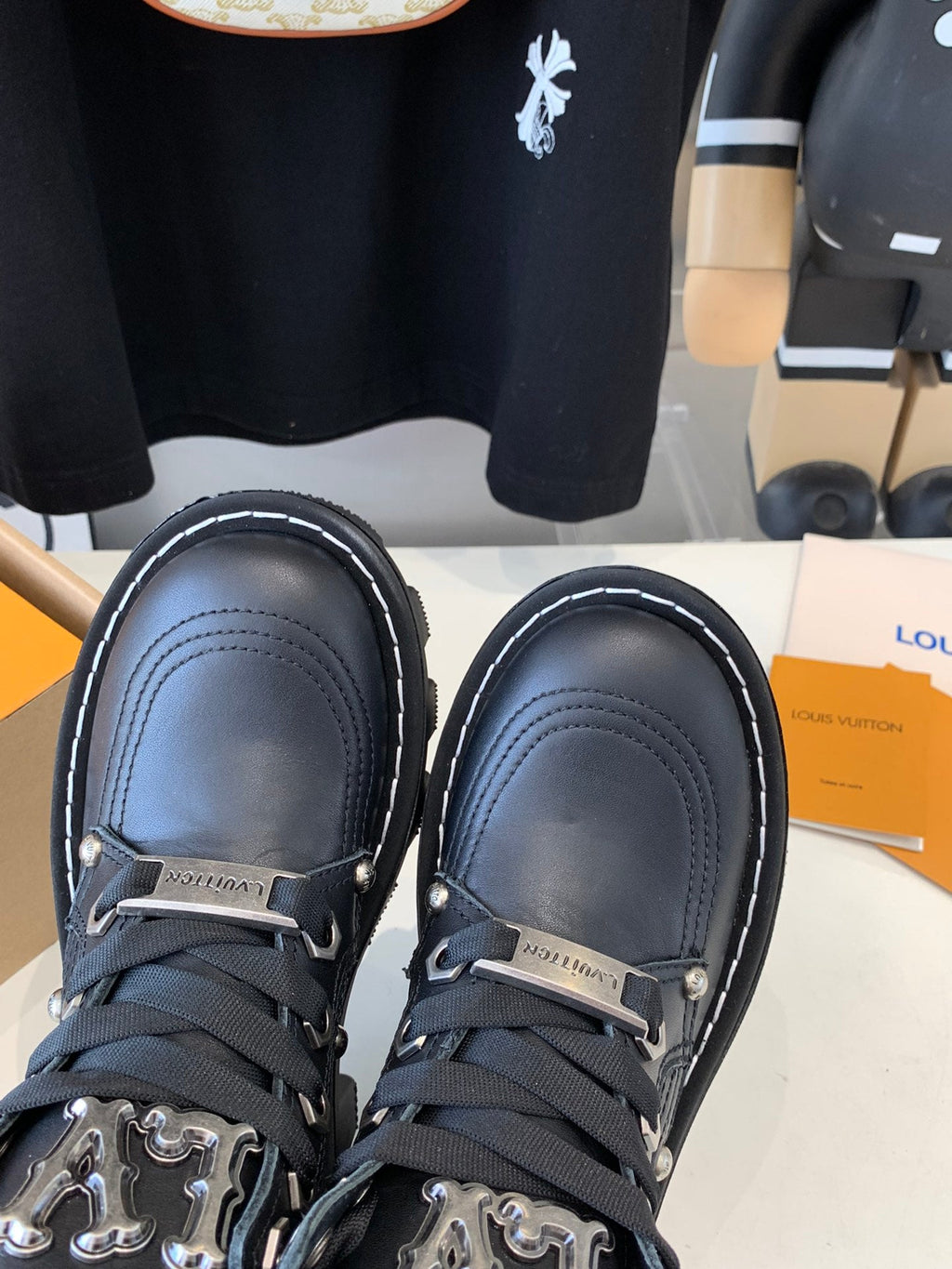 LOUIS VUITTON LV CHECKER ANKLE BOOT IN BLACK CALFSKIN