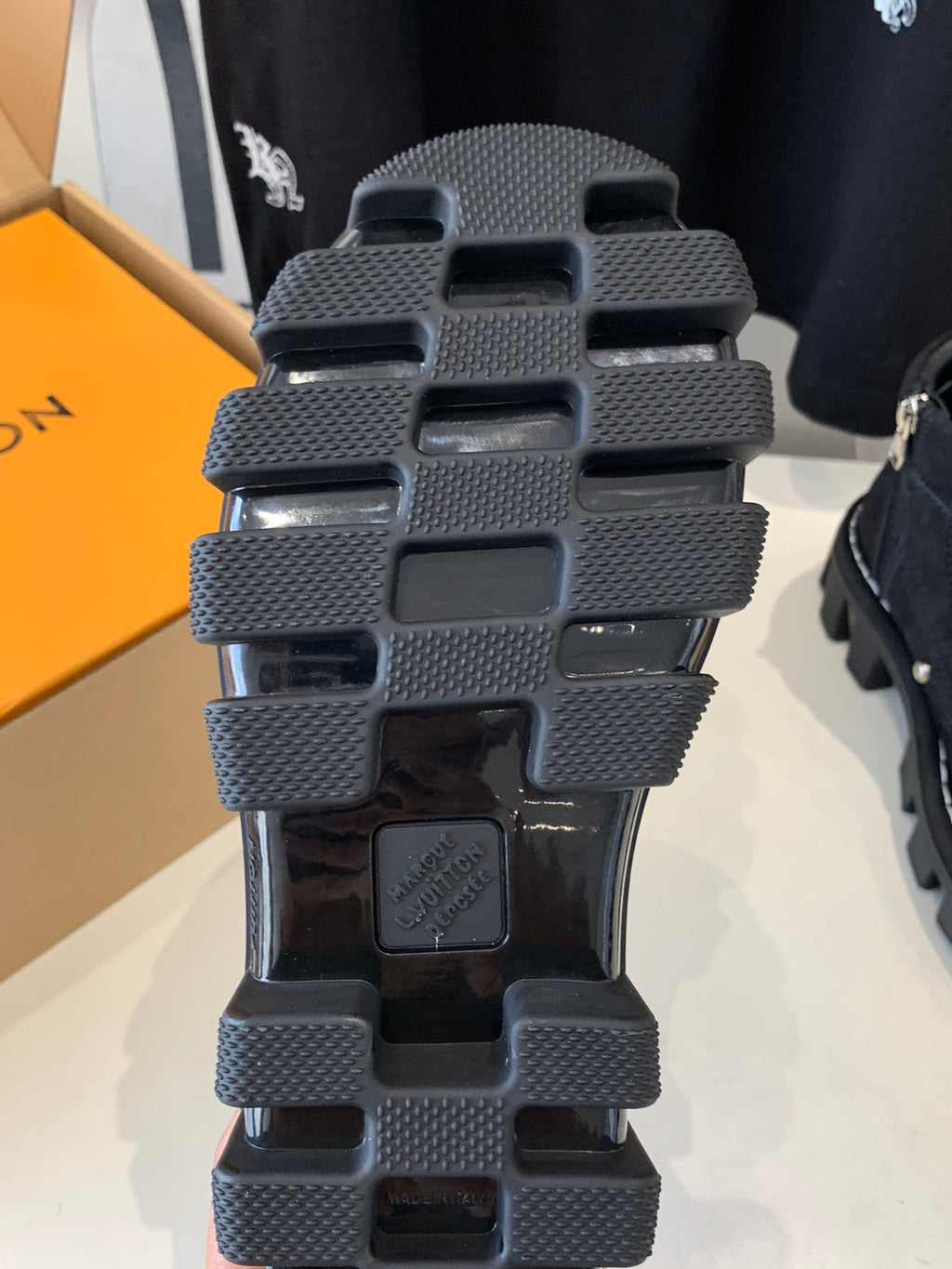 LOUIS VUITTON LV CHECKER ANKLE BOOT IN BLACK SUEDE