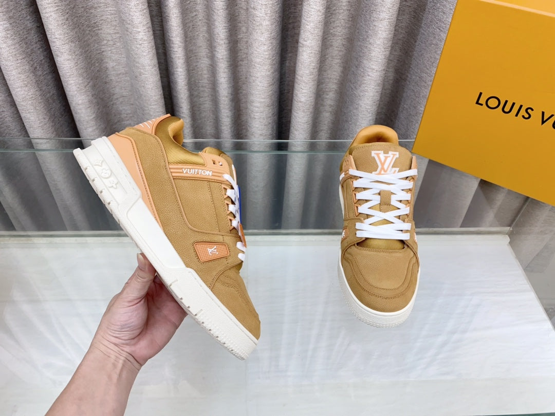 LOUIS VUITTON LV MAXI TRAINER IN CIDER BROWN SUEDE