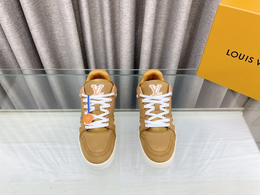 LOUIS VUITTON LV MAXI TRAINER IN CIDER BROWN SUEDE