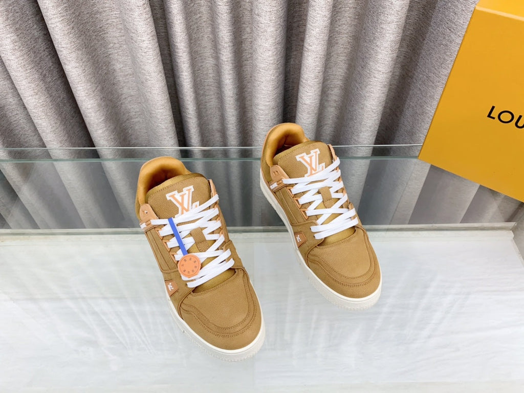 LOUIS VUITTON LV MAXI TRAINER IN CIDER BROWN SUEDE