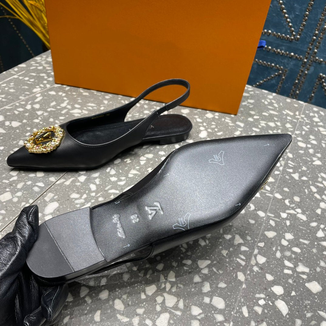 LOUIS VUITTON LV MET SLINGBACK BALLERINA BLACK