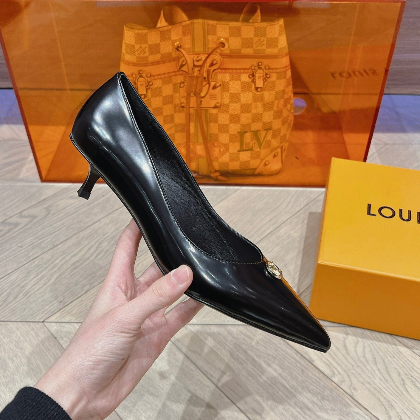 LOUIS VUITTON LV SINGLE LOW HEEL PUMP BLACK