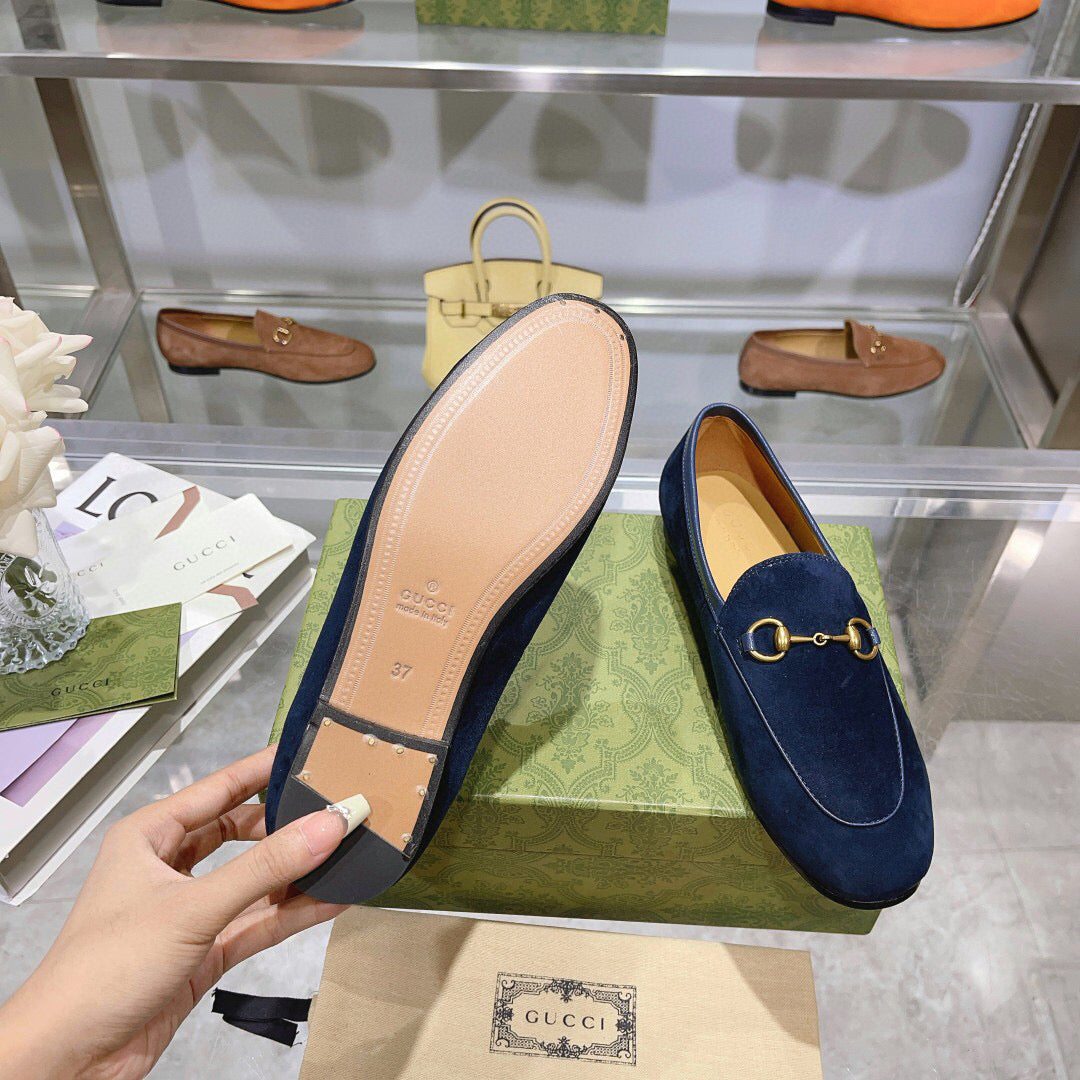 GUCCI HORSEBIT LOAFERS NAVY BLUE SUEDE GHW