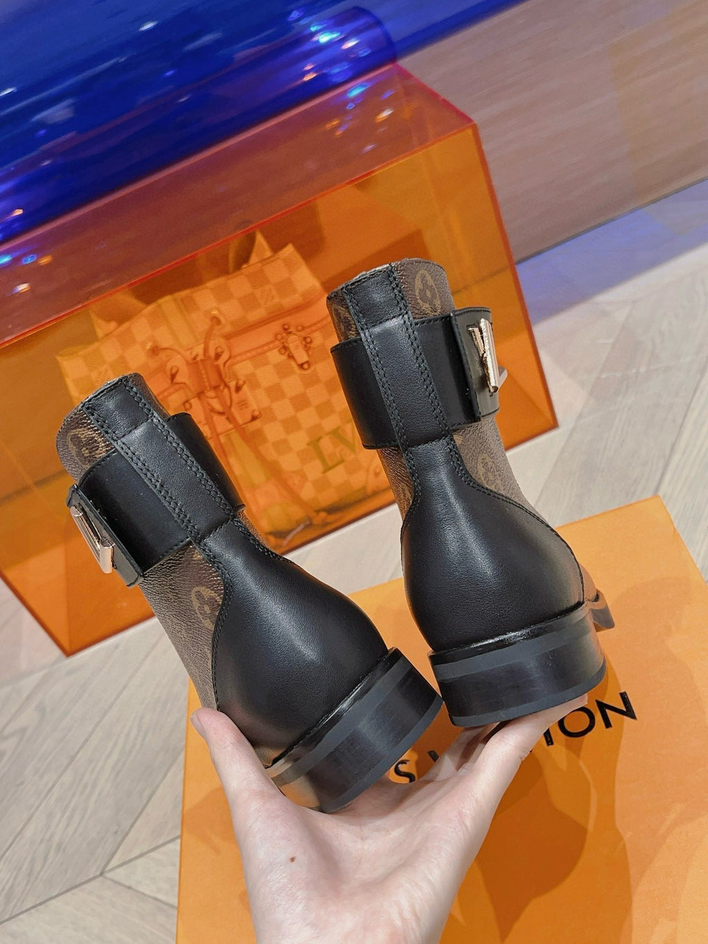 LOUIS VUITTON LV BOOTS IN BROWN MONOGRAM CANVAS MIX CALFSKIN