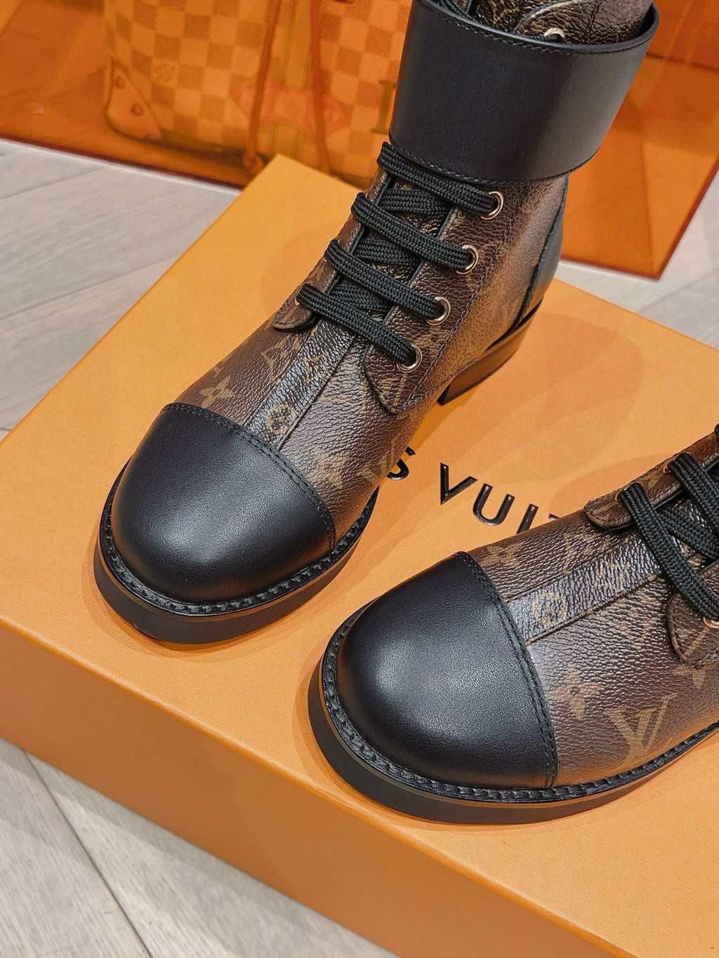 LOUIS VUITTON LV BOOTS IN BROWN MONOGRAM CANVAS MIX CALFSKIN