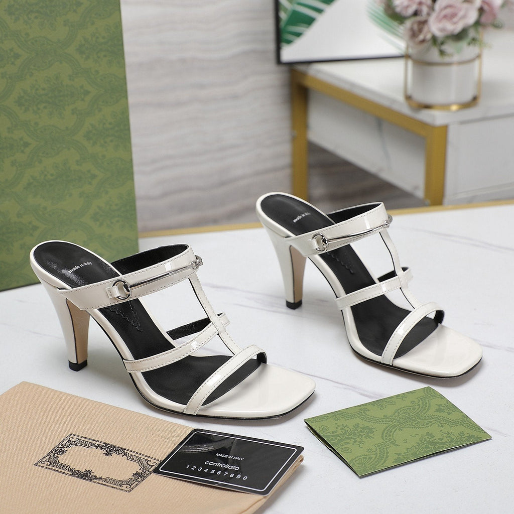 GUCCI SLIM HORSEBIT SLIDE SANDAL WHITE