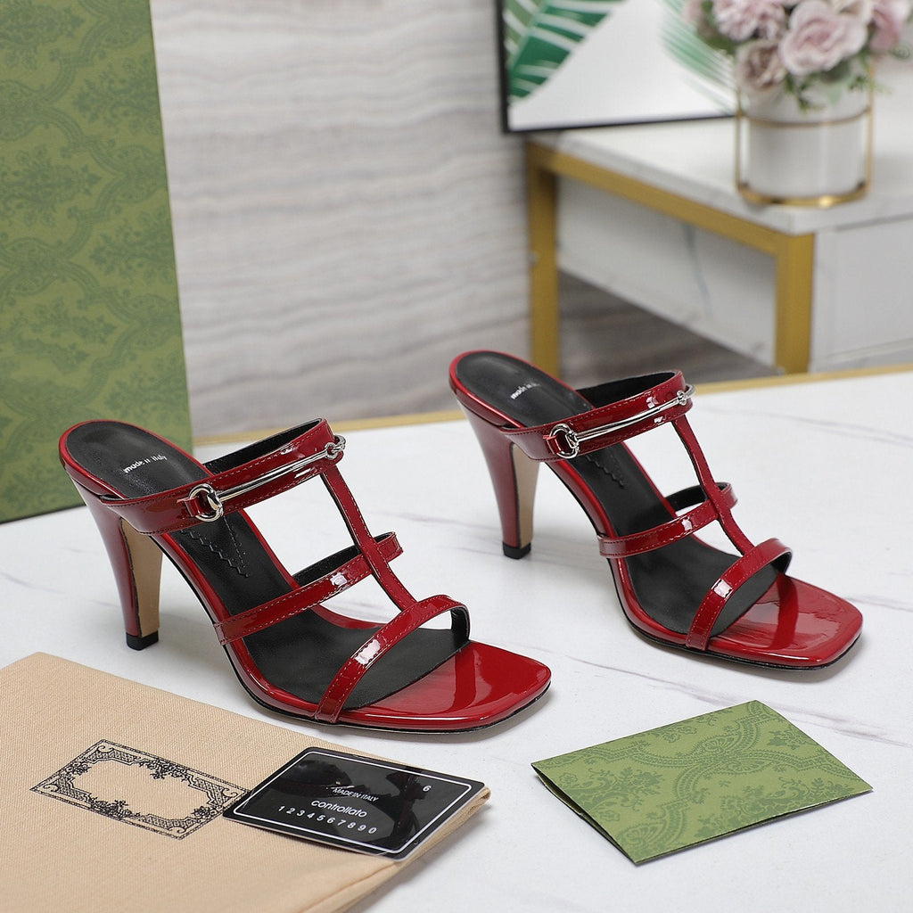 GUCCI SLIM HORSEBIT SLIDE SANDAL RED