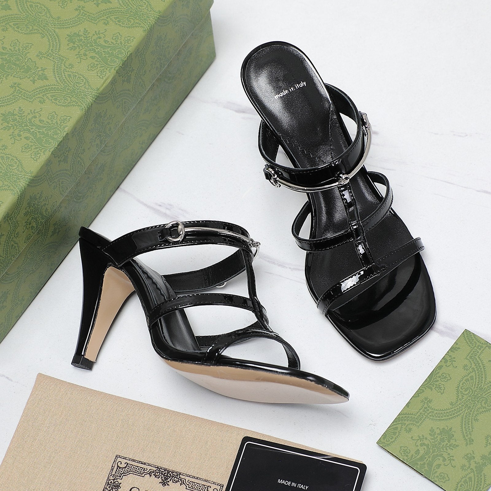 GUCCI SLIM HORSEBIT SLIDE SANDAL BLACK